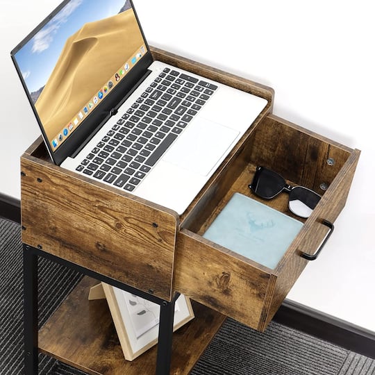 NEX™ 2 Layer Bedside End Table with Drawer & USB Ports